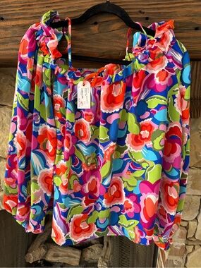 Bright Floral Off-Shoulder Women's Top - Multicolor